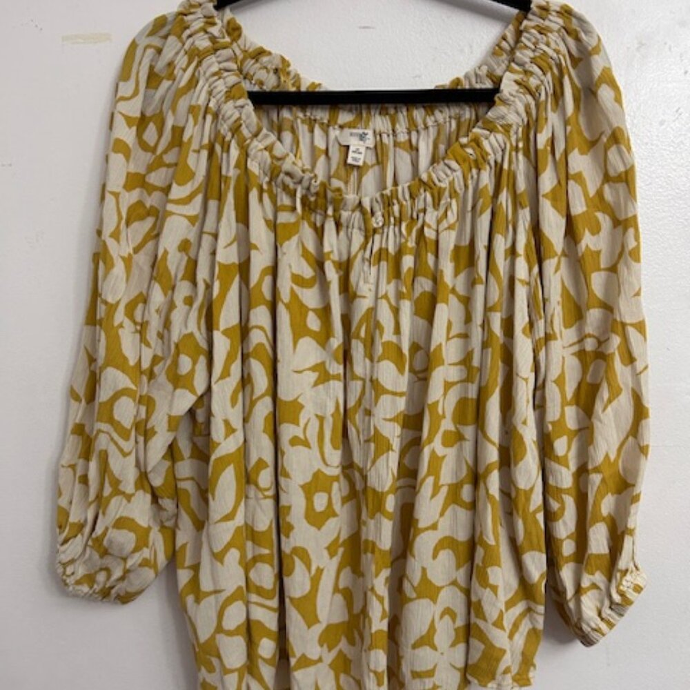 Terra & Sky Top Boho NWT Mustard oversized size 1x